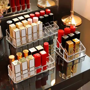 24 Grid Lipstick Holder Acrylic Cosmetics Storage Box Makeup Tool Organizer Makeup Tray Can Store and Sort Lipstick Nail Polish and Jewelry Display Rack