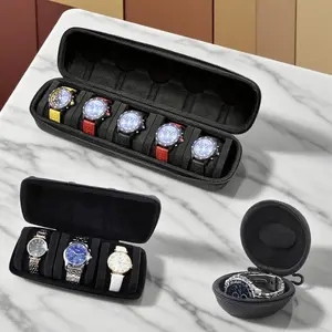 Watch Travel Box Storage Set, Unisex Watch Organizer Case with Soft Padding and Handle, Hard Shell Watch Bag for Men & Women