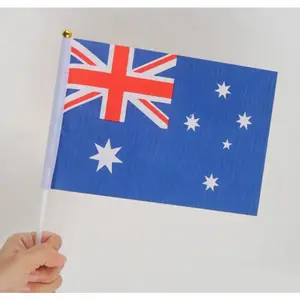 5/10Pcs Australia Hand Held Mini Flag 21x14cm Australian National Flag With Plastic Pole For Party Sports Events Ball Game