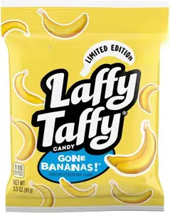 Laffy Taffy Mini Bar Bag, Banana, Chewy Taffy Candy, 3.5 oz Snack Bonbon