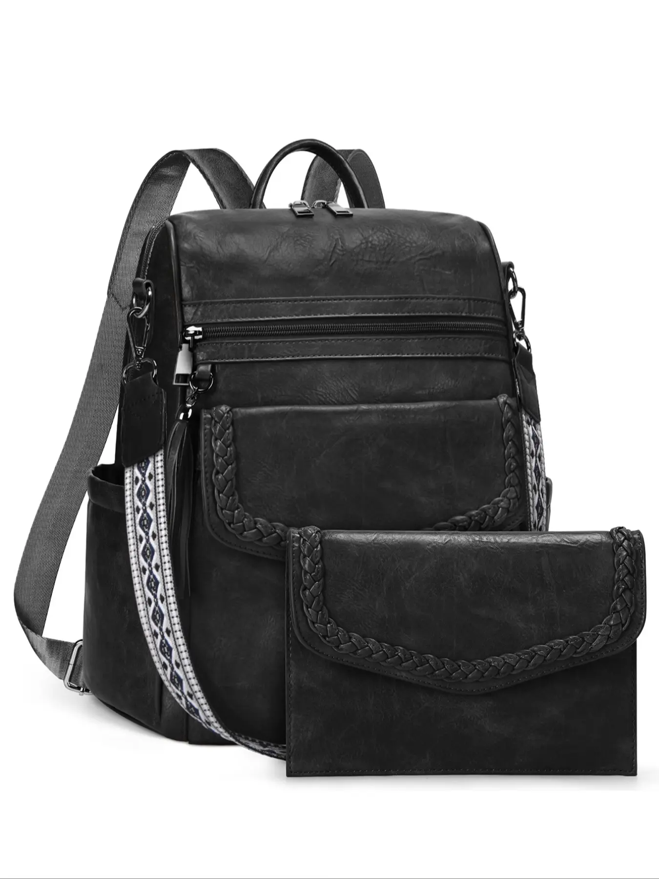 Backpack Purse for Women Fashion PU Leather Backpack for Women Convertible Backpack Casual Shoulder Bag with Tassels Backpacks Women