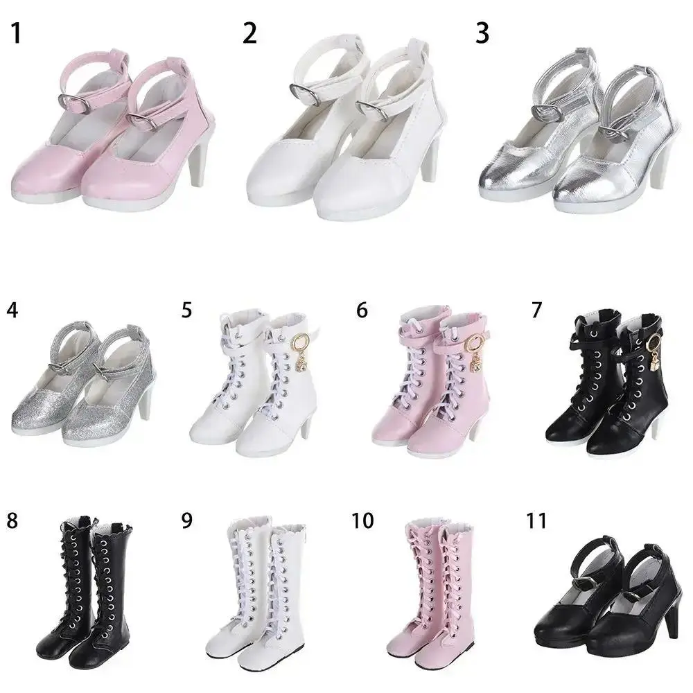 Dolls Accessories PU Leather Dolls Shoes Handmade Fashion Doll High Boots Cute Mini Doll High-heeled Shoes 1/3 BJD