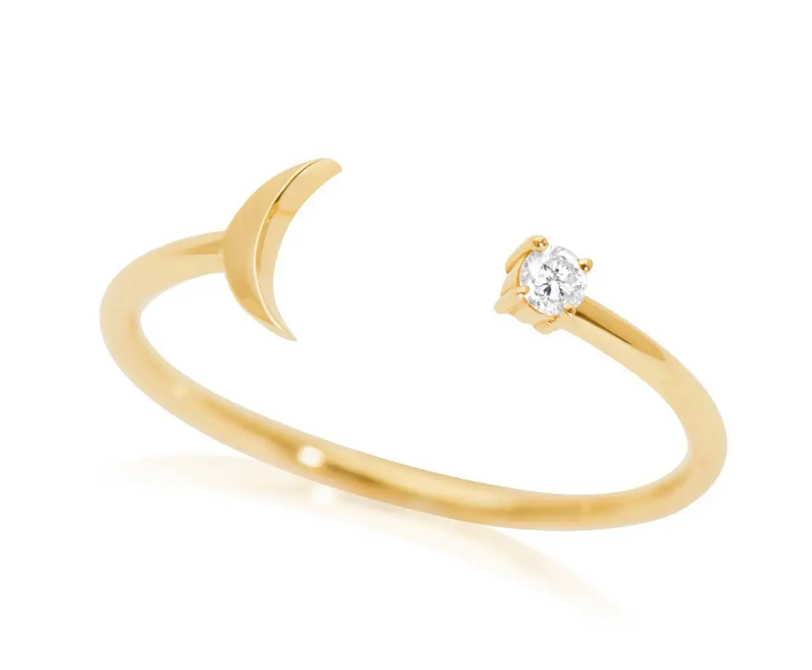 14k Gold Crescent Moon Ring