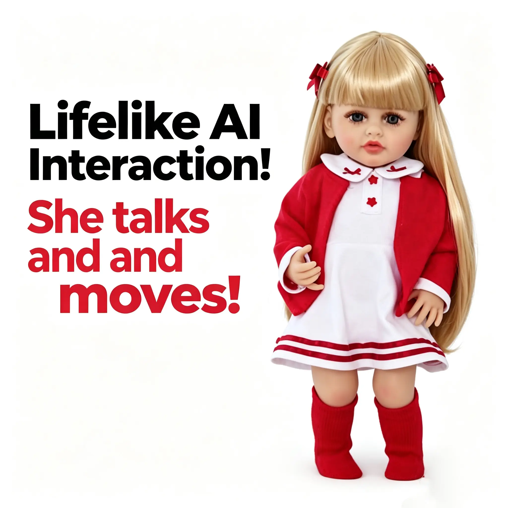 22-in Full Body Silicone Lifelike Reborn Doll Alice - Unisex Realistic Soft Girl Doll with Movable Head, Movable Mouth, 2 Golden Braids, Complete Set Cute Outfit, Battery-Ready for Imaginary Play, Kids’ Birthday Gift, Bedtime Companion, Lifelike Look