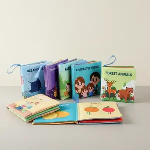 8-Piece Baby Cloth Book Set, Early Education Cognitive Books for Boys & Girls, Includes People, Animals, Cars, Vegetables Themes