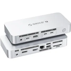 ORICO 12-in-1 Thunderbolt 4 Docking Station , Dual Monitor with 8K Single/4K Dual Display, 85W Charging, USB-C/A Ports, Gigabit Ethernet, SD/TF, Compatible with Mac mini M4/MacBook/Windows Laptops