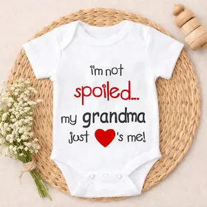 Baby Bodysuit I'm Not Spoiled My Grandma Loves Me Print 100% Pure Cotton Non-Irritating Snap Closure Breathable Perfect For Gifting & Everyday Baby Clothing Baby Girl Clothes
