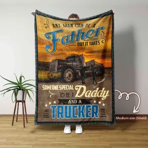 Daddy Blanket, Dad And Trucker Blanket, Truck Lover Blanket, Father's day Blanket, Father Fleece Blanket, Blanket for Dad, Christmas Blanket Christmas Gift Blanket Gift Idea Home Party Holiday Decor Christmas and Halloween and Birthday
