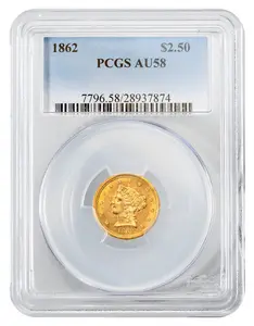 1862-Gold Coins - Liberty Head $2.5