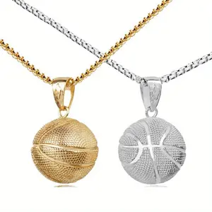 Basketball Pendant Necklace for Men Women Fashion Sports Hip Hop Street Party Jewelry Gold & Silver Color Accessories Holiday Gift