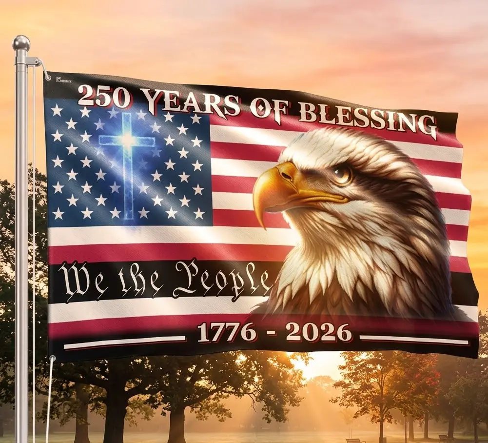 250 Years of Blessing American Flag 1776-2026, We The People Eagle Cross Flag, USA 250th Anniversary Decor