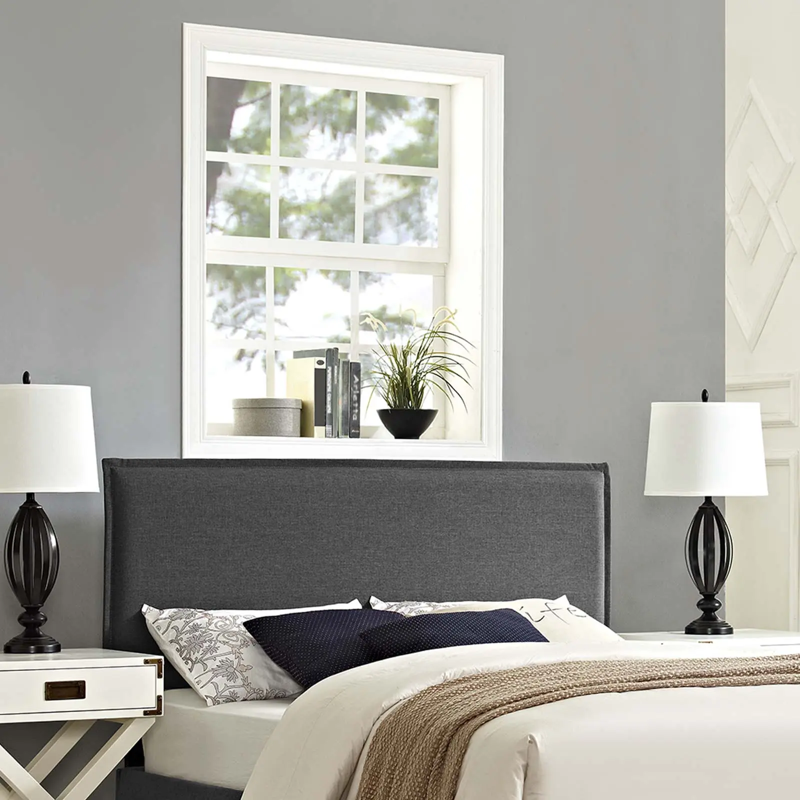 Modway Camille Full Fabric Upholstered Headboard - Adjustable Panel, Modern Bedroom Furniture for Indoor Bed Frames, Headboard Panel, Fabric Upholstered Headboards