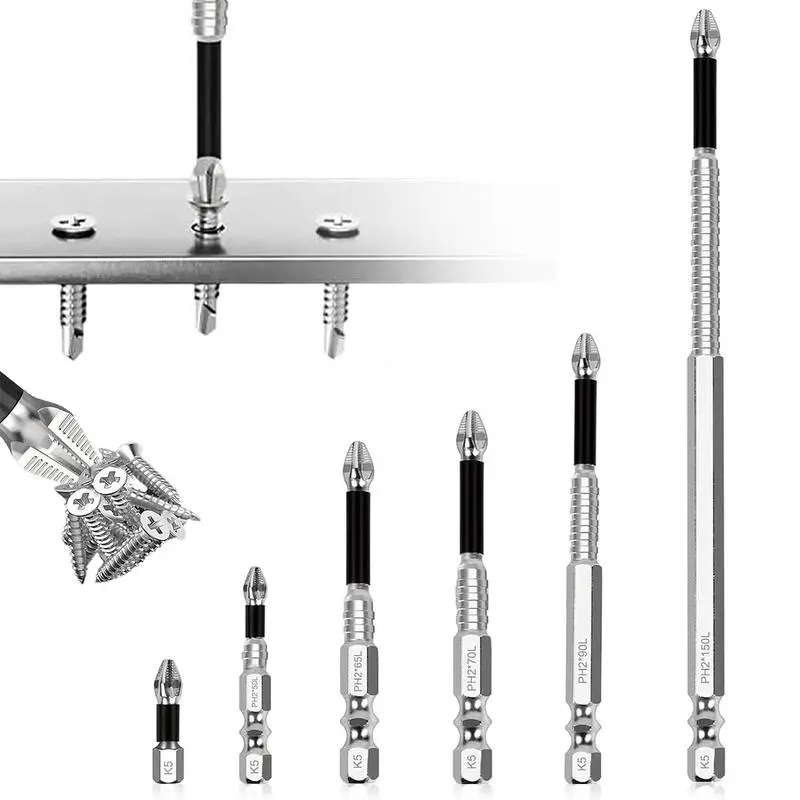 Titanium Alloy Impact Screwdriver Set (6-Pack) - Non-Slip Cross Head, Super Hard Magnetic Hand Tool