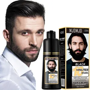 Men’s Natural Black Hair & Beard Dye Shampoo 3-in-1 – Long-Lasting Gray Coverage for Hair, Beard & Mustache, 10-Minute Root Touch-Up, PPD-Free, Ammonia-Free, Vegan, Gentle for Sensitive Skin, No Odor or Irritation