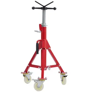 GARVEE Adjustable Pipe Stand and Pipe Jack Stand with Casters, 28-52 Inch Height, V Head Folding Design, Heavy Duty Steel Construction, Supports 1100 lb, Suitable for 1/8 to 12 Inch Pipes, Ideal for Welding