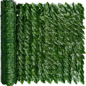 19.7x118inch Artificial Ivy Privacy Fence Screen, Artificial Faux Ivy Hedge, Expandable Faux Privacy Fence with Decoration for Outdoor Garden