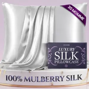 DECOLURE 100% Pure Mulberry Silk Pillow Case Standard Size – Highest Grade 30 Momme 6A+, Luxuriously Soft & Cooling Silk Pillowcase for Hair & Skin, Hypoallergenic, Breathable, Hidden Zipper
