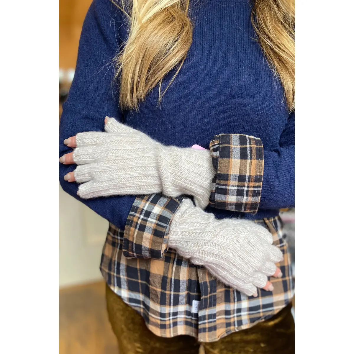 Cashmere Marled Fingerless Gloves