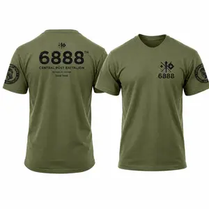 6888 Central Post Battalion T-Shirt, Military Green History Inspired Graphic Tee, Double Sided Army Style Shirt for Casual Wear - Menswear & Underwear - Men's Tops - T-shirts - Men's Short-sleeve T-shirts