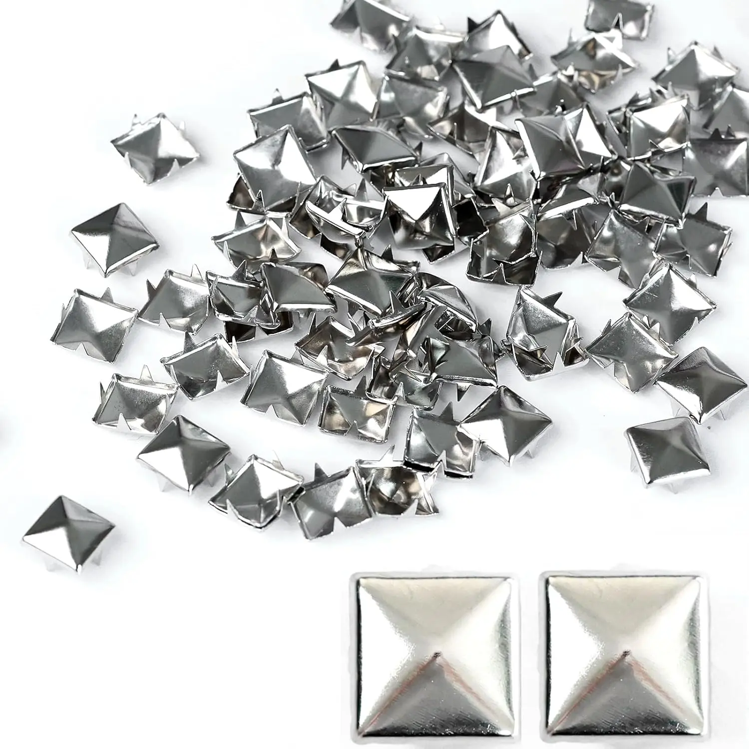 1000PCS Pyramid Studs for Clothing Leather, Metal Square Spikes for DIY Leathercraft, Jackets, Belts, Bags, Shoes – Metal Punk Stud Rivets for Clothing Decoration