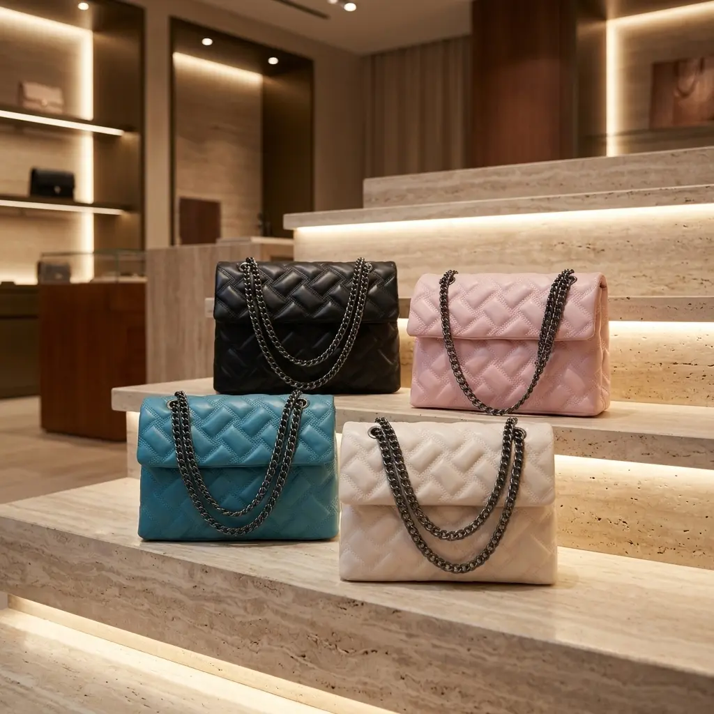 Women's Elegant Black Quilted Handbag Shoulder Purse - Chain Strap, Crossbody Fashion Bag, Casual/Formal Bags for Women, Black Purse, Chic Look, Quilted Crossbody Bag, Chain Shoulder Bag, Mini Handbag