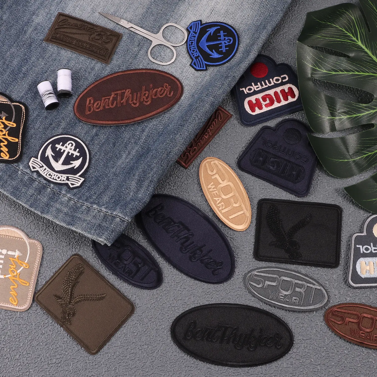 24pcs Random Mixed Size Craft Cloth Embroidery Patches with Adhesive Backing, DIY Decorative Patches for Denim Jackets Hats, Unisex