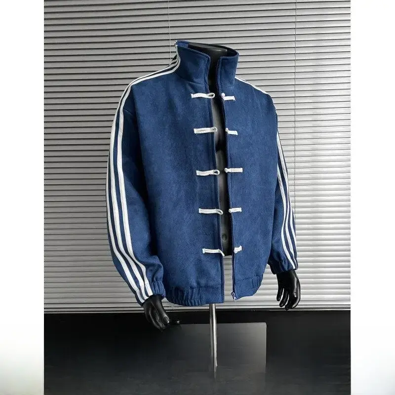 Men's Traditional Tang Suit Jacket, Lightweight Silky Stand Collar Outerwear, Aesthetic Minimalist Button Front for Casual Holiday Wear, Clothes, Elegant, Loose Fit, Menswear, Solid, Collared Neck, Daily Outings, Lightweight Breathability, Refer To Size C