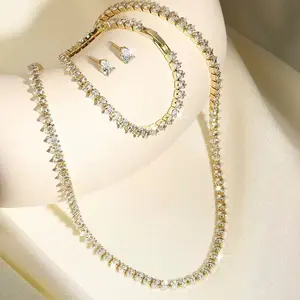 Elegant Teardrop Cubic Zirconia Jewelry Set for Women, Water Drop CZ Crystal Necklace Bracelet Stud Earrings 3Pcs Set, Wedding Bridal Prom Evening Party Dress Accessories men money daughter men's birthday gifts for gf italian bracelets manacled bracelets