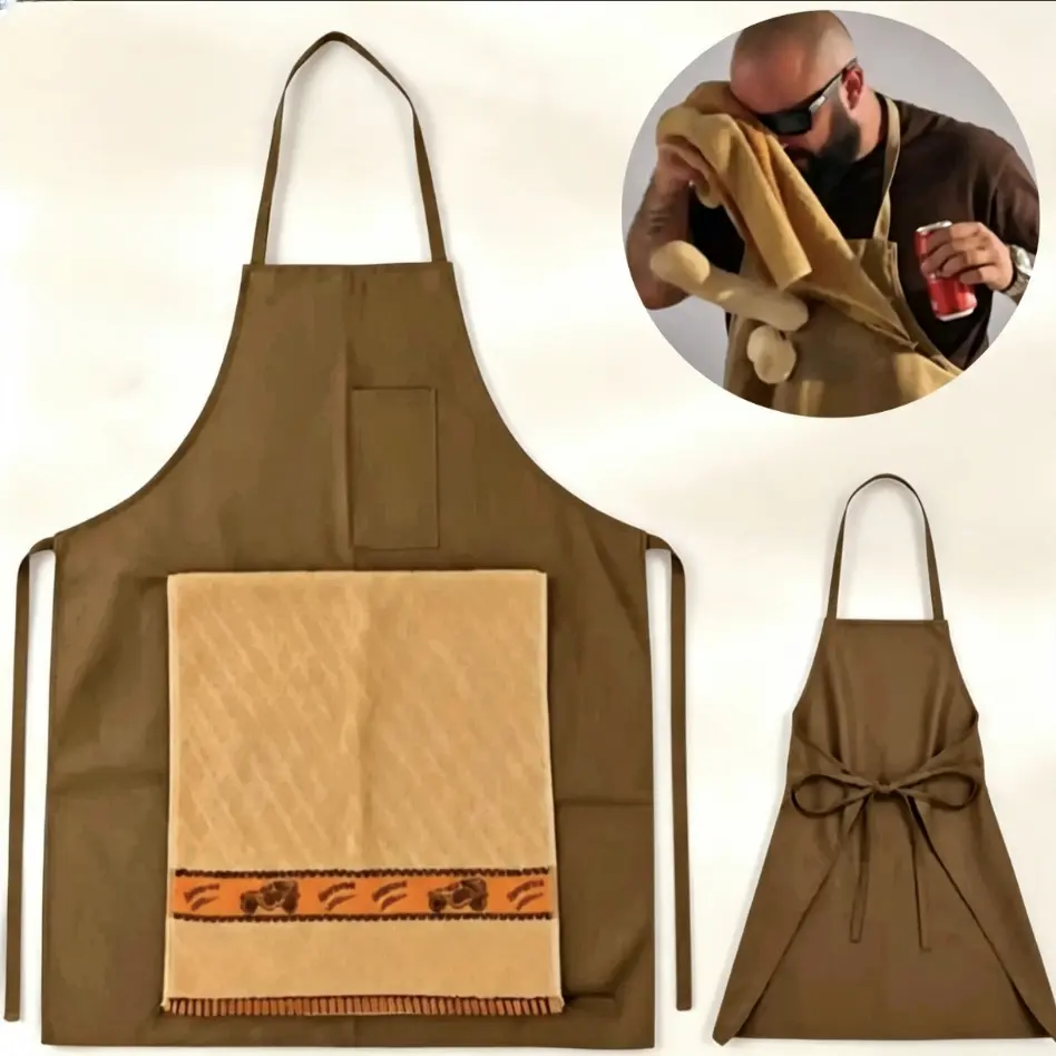 Funny Chef Apron with Hidden Pocket Surprise – A Hilarious Father's Day Gift, Men's Cooking Apron for Grilling and Cooking, a Fun Little Surprise for Dad, Husband, or Boyfriend