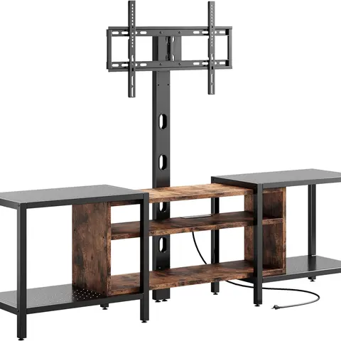 IRONCK Modern TV Stand - 79" Stable MDF Wood Wide Base TV Shelf, 48–85" Fit Range, Built-in Mount, Charging Station & Power Outlet, 3-Tier Cabinet, Multimedia Centre, Living Room Furniture