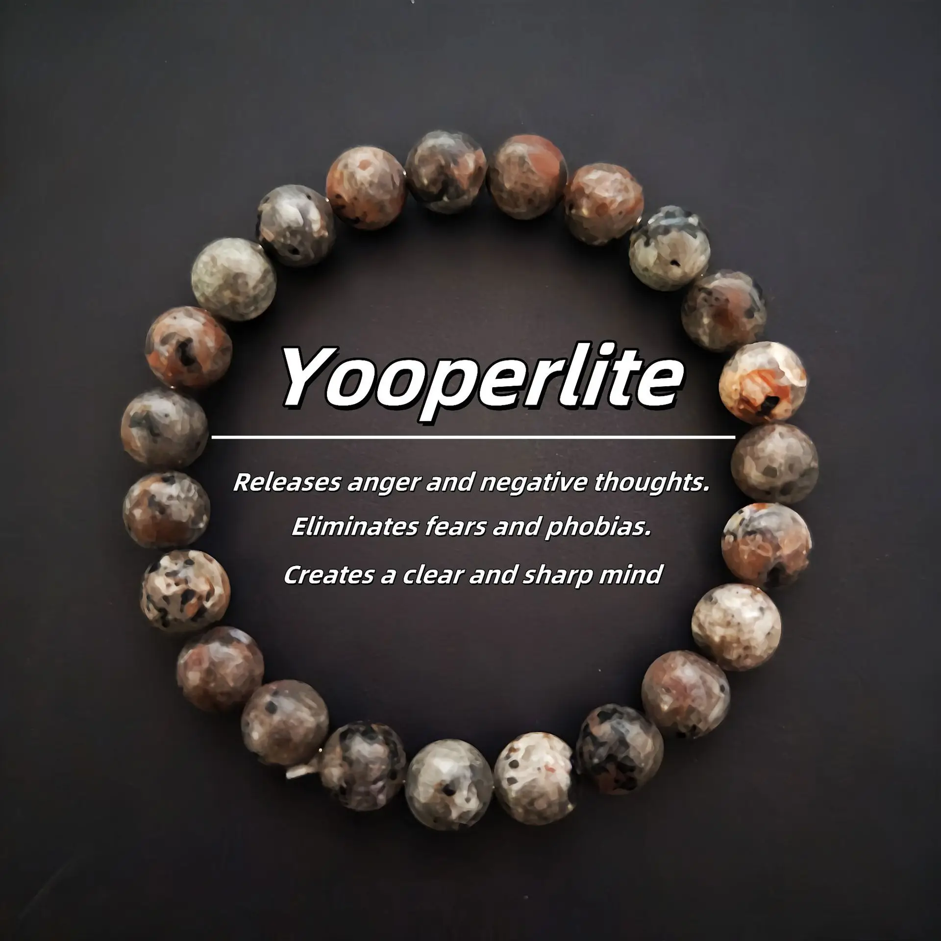 * Yooperlite Bracelet Releases Anger And Negative Thoughts, Eliminates Fears And Phobias, Creates A Clear And Sharp Mind Healing Crystal Bead Gorgeous