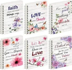 6 Pcs Christian Spiral Notebook for Women Prayer Journal Bible Verse Notebook Bulk with Scripture for School Christmas Gift Spiritual Supply
