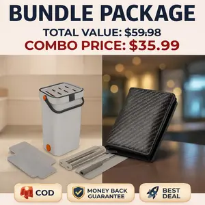 Home & Pocket Upgrade Bundle - Flat Floor Mop Bucket Set with Hands-Free Wringing & RFID Blocking Carbon Fiber Wallet - Total Value $59.98 Combo Price $35.99
