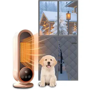 Thermal Insulated Door Curtain for Winter,38" W x 83" H, Thermal Cover with Clear Window,Thicken Gray (Gray, Fit Door 36"x82")