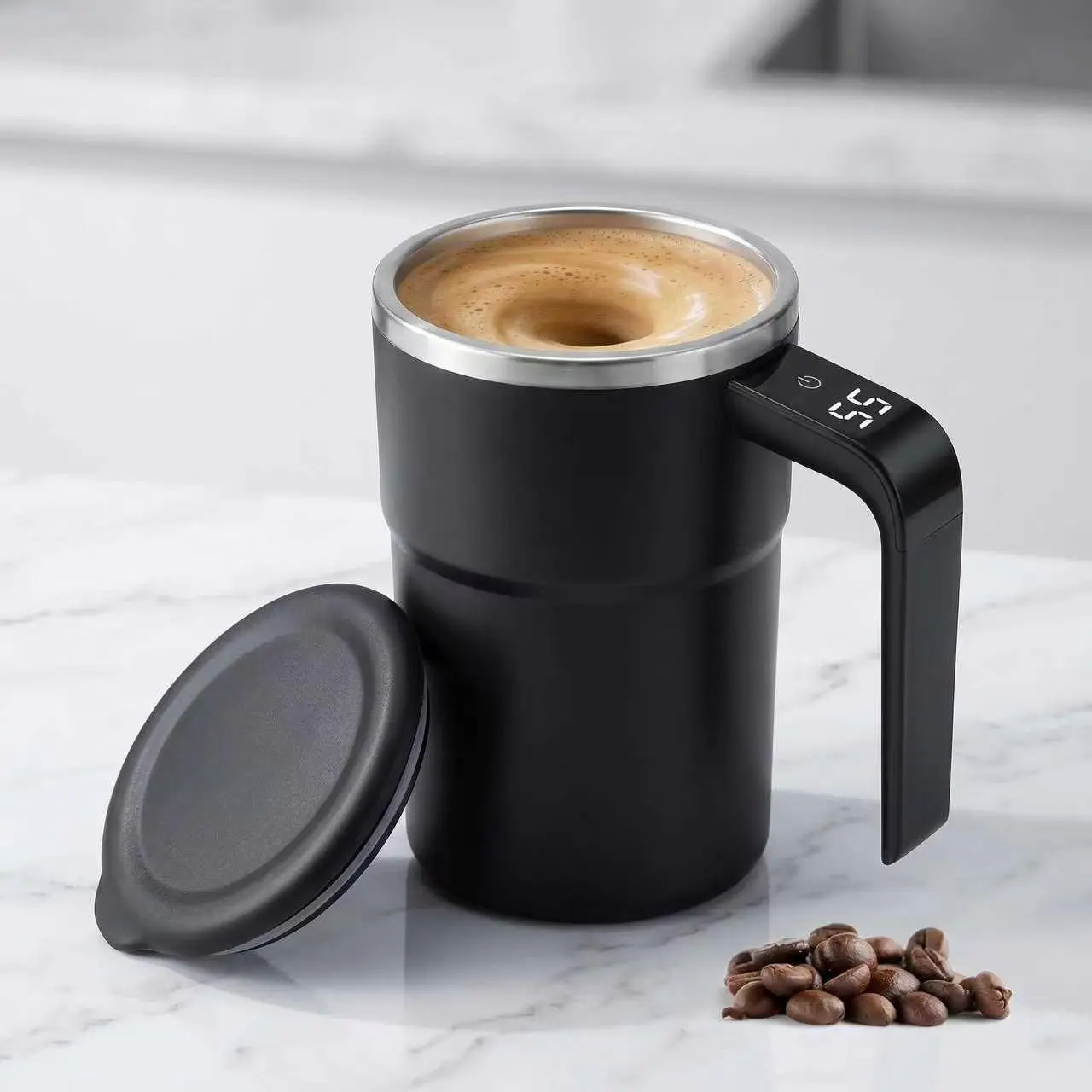 USB Rechargeable Automatic Self-Stirring Reusable Beverage Mug - Electric Mixing Coffee Cup for Protein Shakes, Hot Cocoa - Ideal for Coffee Lovers, Office Use