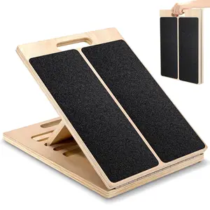 Portable Wooden Slant Board for Calf Stretching Squats Calf Stretcher Pilates Physical Therapy Equipment Adjustable Incline Board for Knees Ankle Heel Feet Leg