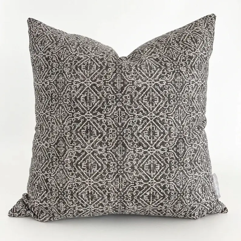 Acadia Gray Pillow Cover | Gray Pillow Cover, Tribal Pillow Cover, Designer Pillow Cover, Ethnic Pillow Cover, Rustic Pillow, HACKNER HOME