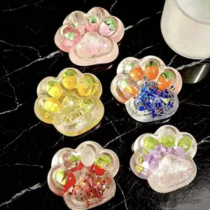2PCS Transparent Jelly Cat Paw Squishy Toys, Soft Slow Rising Stress Relief Fidget Squeeze Balls, Cute Aesthetic Anxiety Relief Sensory Toys for Kids Adults, 2 Different Colors Random Pack
