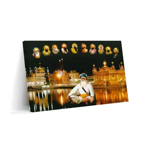 Baba Deep Singh Ji Met Alle Tien Sikh-goeroes En Gouden Tempel in Amritsar Art PosterWall Art Canvas Print Bedroom Living Room Decor