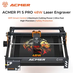ACMER P1 S Pro 48W Laser Engraver & Cutter | Built-in WiFi Module | 380×350mm Work Area | 10000mm/min High Speed | 0.01mm Precision | 25L/min Air Assist | Safety Limit Switch & Emergency Stop