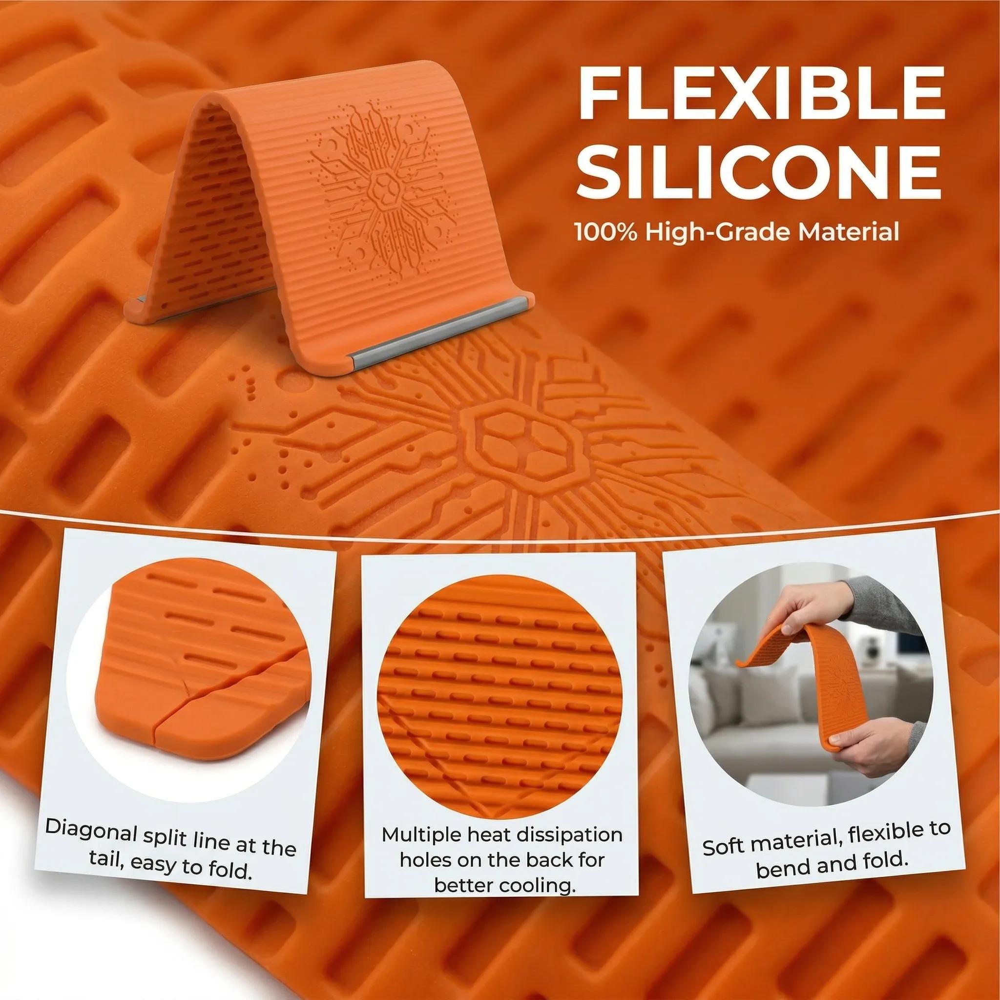 Portable Foldable Silicone Phone Holder, Bendable Freely into Any Shape, Multi-Angle Adjustable Stand for Mobile Phone, Tablet, Laptop, Anti-Slip Desktop Mount, Universal Fit, Home Office Travel Use, Orange Black Portable Foldable Silicone Phone Holder, Bendable Freely into Any Shape, Multi-Angle Adjustable Stand for Mobile Phone, Tablet, Laptop, Anti-Slip Desktop Mount, Universal Fit, Home Office Travel Use, Orange Black