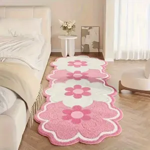 Pink Floral Carpet, Soft, Durable, Non-Slip, Machine Washable Rug, Suitable for Living Room, Bedside Or Office Decor, Vintage Design, Perfect for Indoor Spaces, Minimalist Style, Bedside Rug