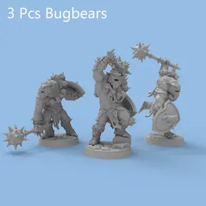 3 Pcs DND Bugbears Miniature Models 3D Printed Paintable Miniature for TRPG Collectible Figurine