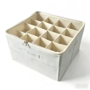 nder Bed Shoe Storage Organizer 16 Compartment, Foldable Shoe Organizer Under Bed with Clear PVC Lid, Shoe Storage Box with Zipper & Handle for Closet Bedroom, Off White