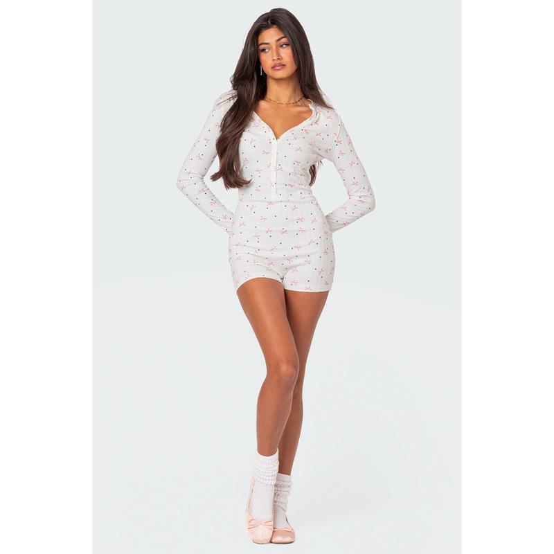 Mindy Printed Pointelle Romper