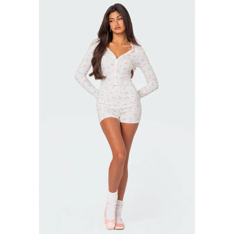 Mindy Printed Pointelle Romper
