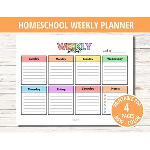 Weekly Homeschool Planner - Lined