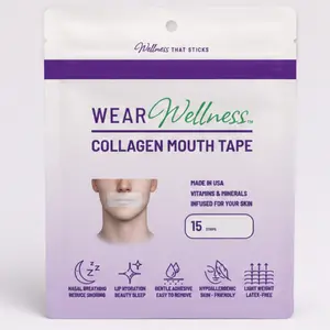 Wear Wellness Collagen Mouth Tape - 15 Strips, Skin-Friendly Sleep Tape for Nasal Breathing, Snoring Support & Beauty Sleep