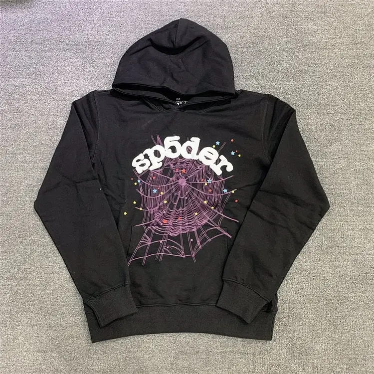 Casual Fashion Preppy Spider Print Fleece-lined Hoodie