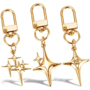 3 Pcs Vintage Star Keychain Y2k Silver Star Keyring for Handbag Backpack Goth Keychain Key Ring Charm
